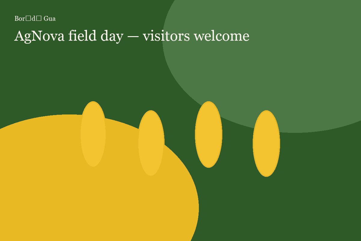 AgNova field day — visitors welcome